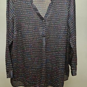 Liz Claiborne Black Multicolor Dot Blouse